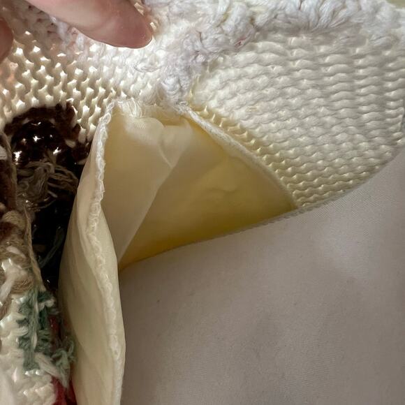 90s Nuggets Grandma Sweater Large Knitted Floral Rose Cottagecore V-Neck Vintage - Picture 5 of 8